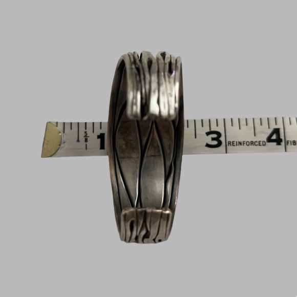Artisan Designed Modern Sterling Silver Cuff Bracelet - Picture 11 of 12